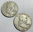 Two 1960 Franklin Half Dollasr - (Fine to VF Details) Plastic Protector Included