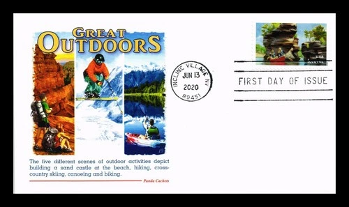 US COVER GREAT OUTDOORS CANOEING FIRST DAY ISSUE PANDA CACHET