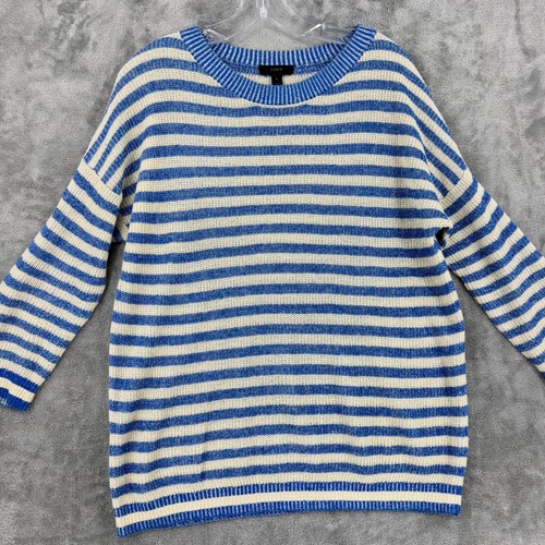 J Crew Sweater Womens Small Striped Linen Blend Pullover Nautical Lightweight - Picture 7 of 8