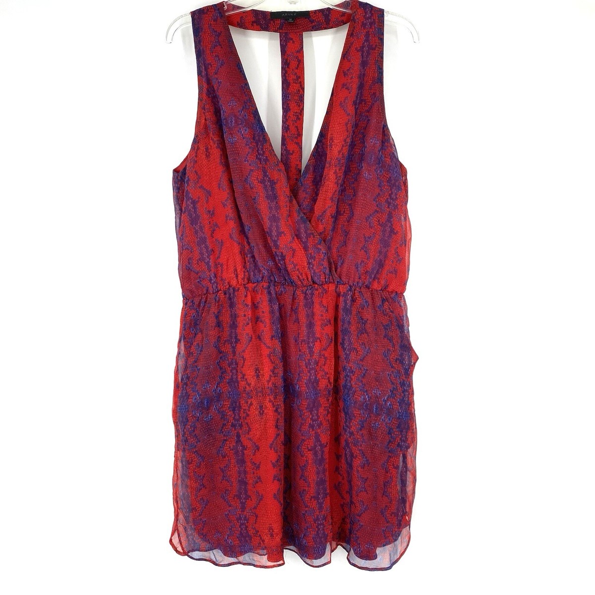 Aryn K Medium Silk Snakeskin Mini Dress Red Deep V Neck | eBay Aryn K Medium Silk Snakeskin Mini Dress Red Deep V Neck | eBay