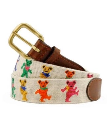 Grateful Dead Dancing Bears Belt Smathers & Branson 34 Needlepoint Belt