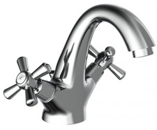 Zweigriff Mischbatterie Waschbecken chrom Badarmatur Nostalgie Waschtischarmatur