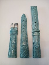 1 CINTURINO PELLE COCCODRILLO VERO SEMI IMBOTTITO NUOVO DA 18 / 16 mm.  AZZURRO