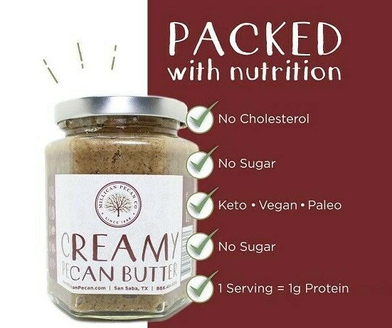 Mantequilla de nuez moscada cremosa pura | Ceto, paleo, vegana, sin gluten | Millican Pecan | TX Foto 2 de 4