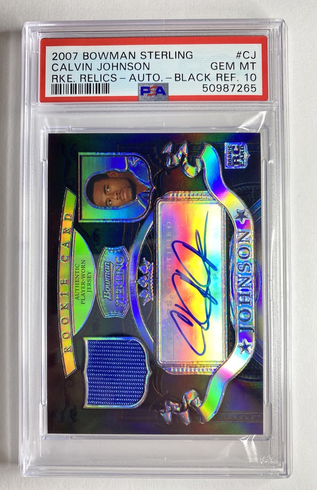 Calvin Johnson Bowman Sterling Rookie Relics #CJ Black Refractor