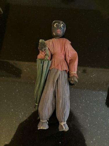 Vintage(1930's) Corn Husk Doll; Black Man with Umbrella; Handmade