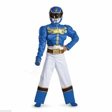 Power Rangers Size 4 6 Small Megaforce Blue Ranger Muscle Child Costume New
