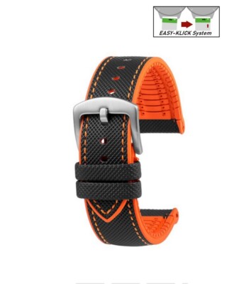 Easy-Klick Premium Sport Uhrenarmband Modell Isidor schwarz-orange 23 mm