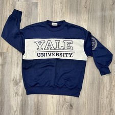 Vintage Yale University Blue White Sweatshirt Pullover Crewneck Men s Size XS