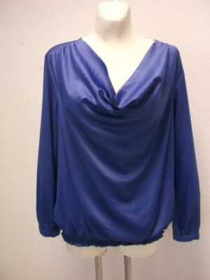 WOMAN by Earn Bluse Langarm blau Satin Gr.40 NEU (L15)