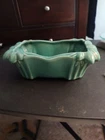 Vintage McCoy turquoise blue rectangle planter, 9 inches