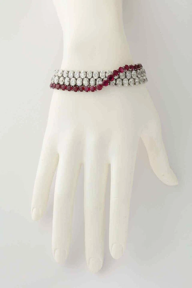 Gorgeous Round Cut Red Lab Created Ruby Fabulous Women's Collection Bracelet - Image 4 of 4