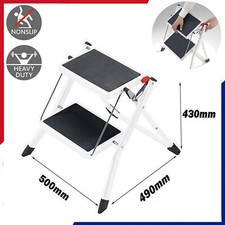 Folding 2 Step Ladder Safe Non Slip Mat Tread Small Mini Stool Ladders Kitchen