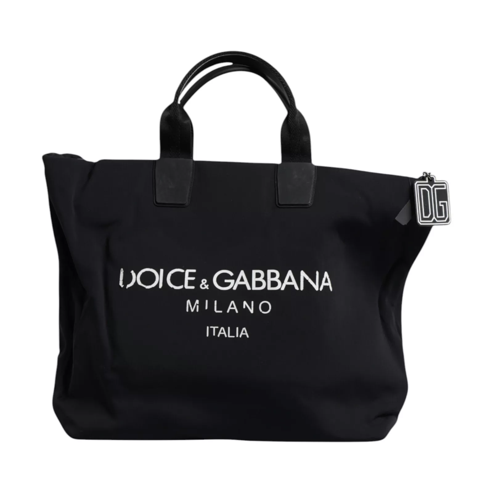 Sac DOLCE & GABBANA toile noire logo DG femmes shopping main fourre tout Borse