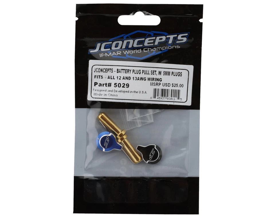JConcepts Battery Plug Pull Grips w/5mm Bullet Connectors (Blue/Black) [JCO5029] - Image 2 of 2