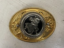 Rodeo Western Cowboy Horse Riding Engraved Centerpiece USA Oval Belt Buckle