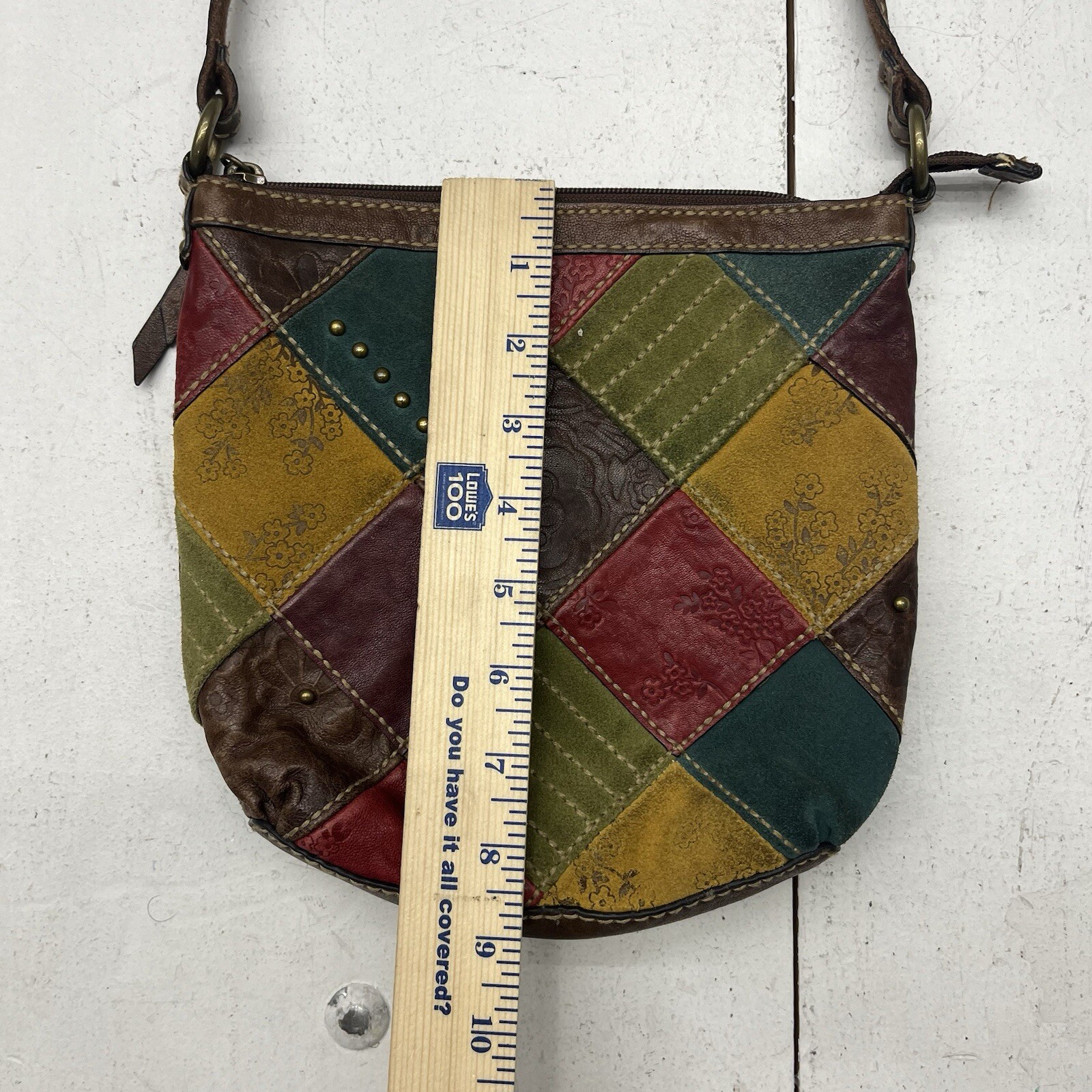 Fossil Multicolor Patchwork Suede with Tooled Flo… - image 5