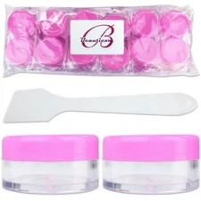 12PCS 10G/10ML Makeup Cream Cosmetic Pink Sample Jar Containers with Spatulas