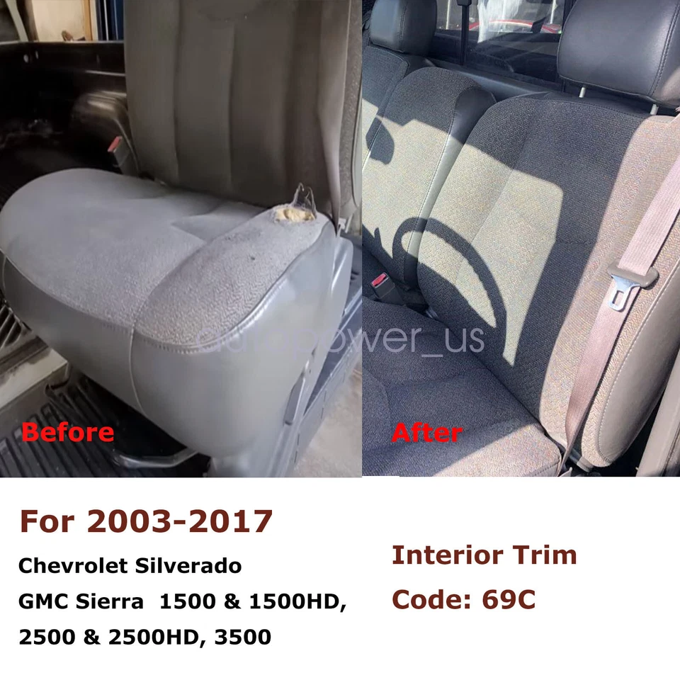 Cubierta de asiento de tela de espuma para GMC Sierra 1500 2500 3500 2003 2004-2007 Foto 3 de 4