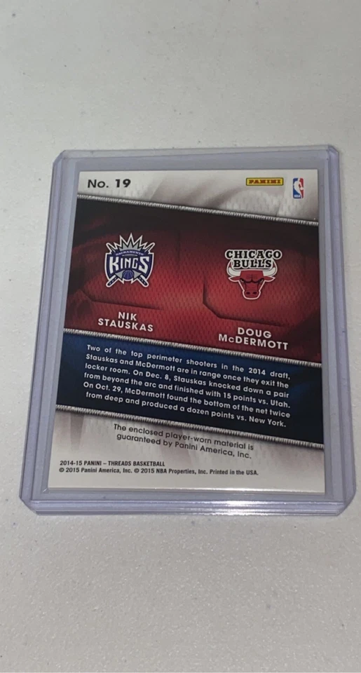 Pares de primer año Panini Threads 2014-15 Doug McDermott Nik Stauskas RC/199 #19 Foto 4 de 4