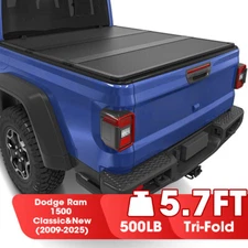 5.7ft 5.8ft FRP Hard 3-fold Tonneau Cover For 2009-2025 Dodge Ram 1500 Truck Bed