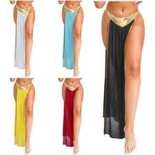 Women Ancient Egyptian Queen Cosplay Skirt Metallic Shiny Brief Chiffon Costumes