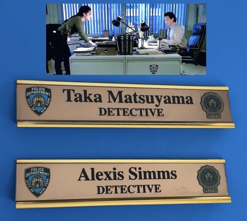 Falling Water NYPD screen used TV prop New York Police HERO Desk Name Plate set