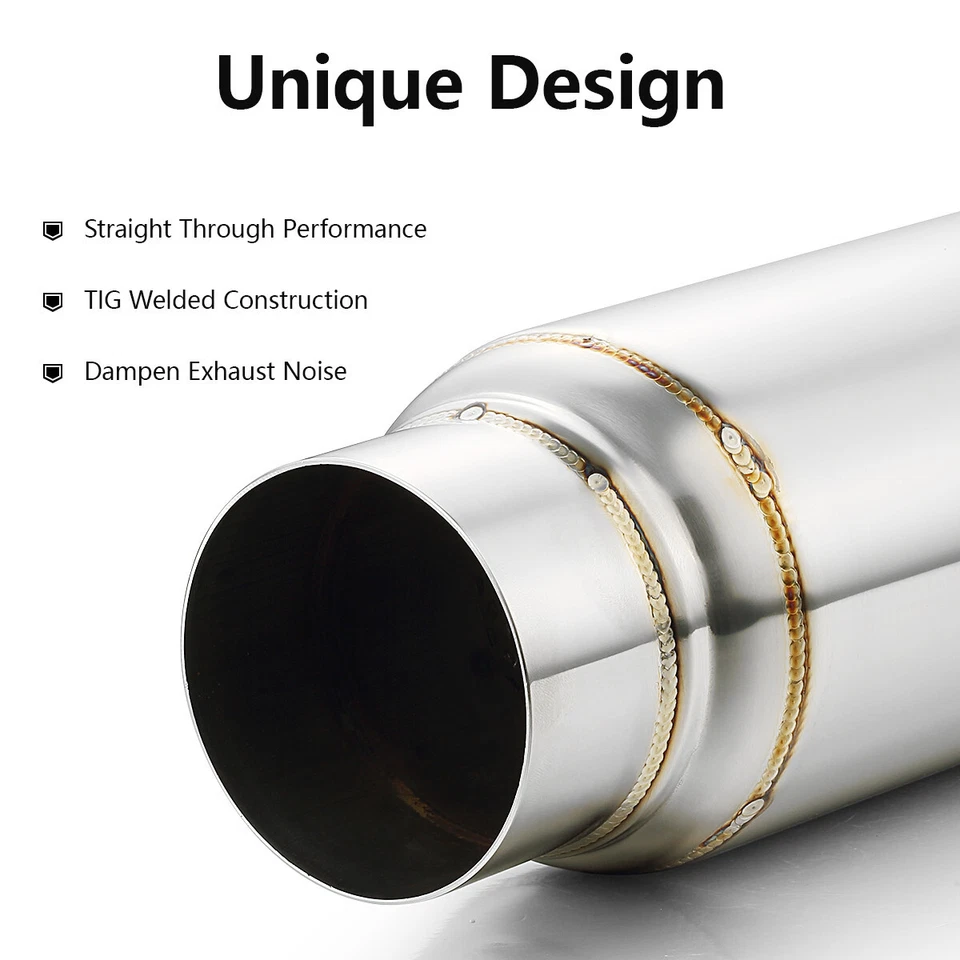 Universal Exhaust Muffler Resonator 3" Inlet / Outlet Single Stainless Steel - Image 3 of 4