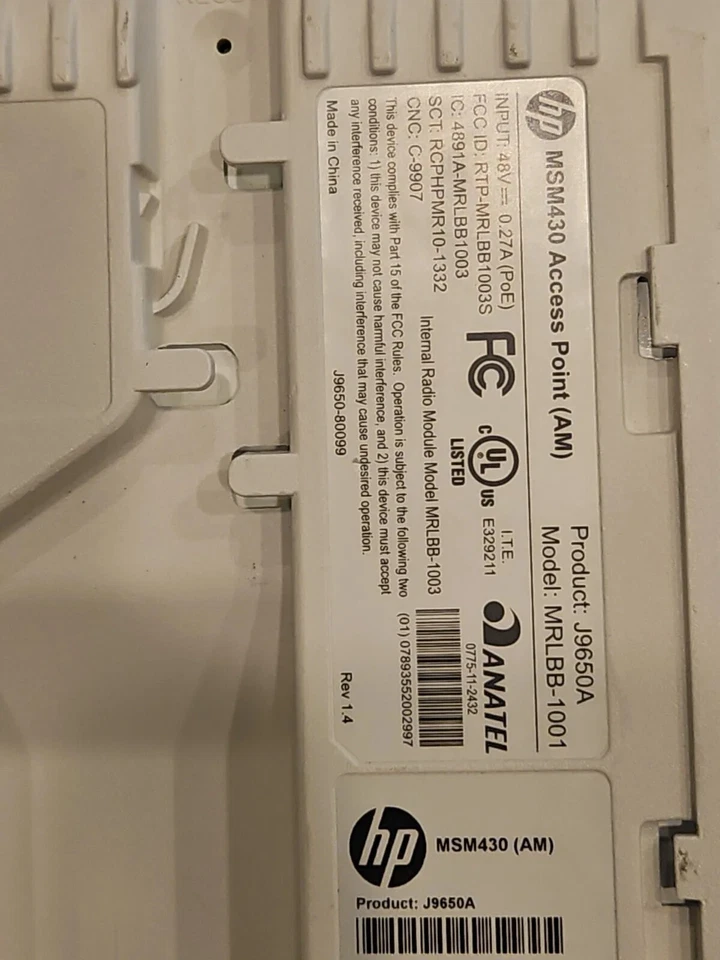 Punto de acceso de radio doble HP E-MSM430 AM J9650A MRLBB-1001 802.11N AP PoE 300Mbps Foto 3 de 3