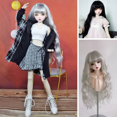 Black / Silver Gray BJD Wig Soft Long Curly Wavy Wigs Hair for 1/3 1/4 1/6 Doll - Picture 15 of 22