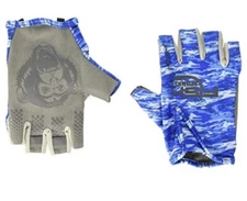 Fish Monkey FM18 Stubby Guide Glove-Color Blue Water Camo Size XL