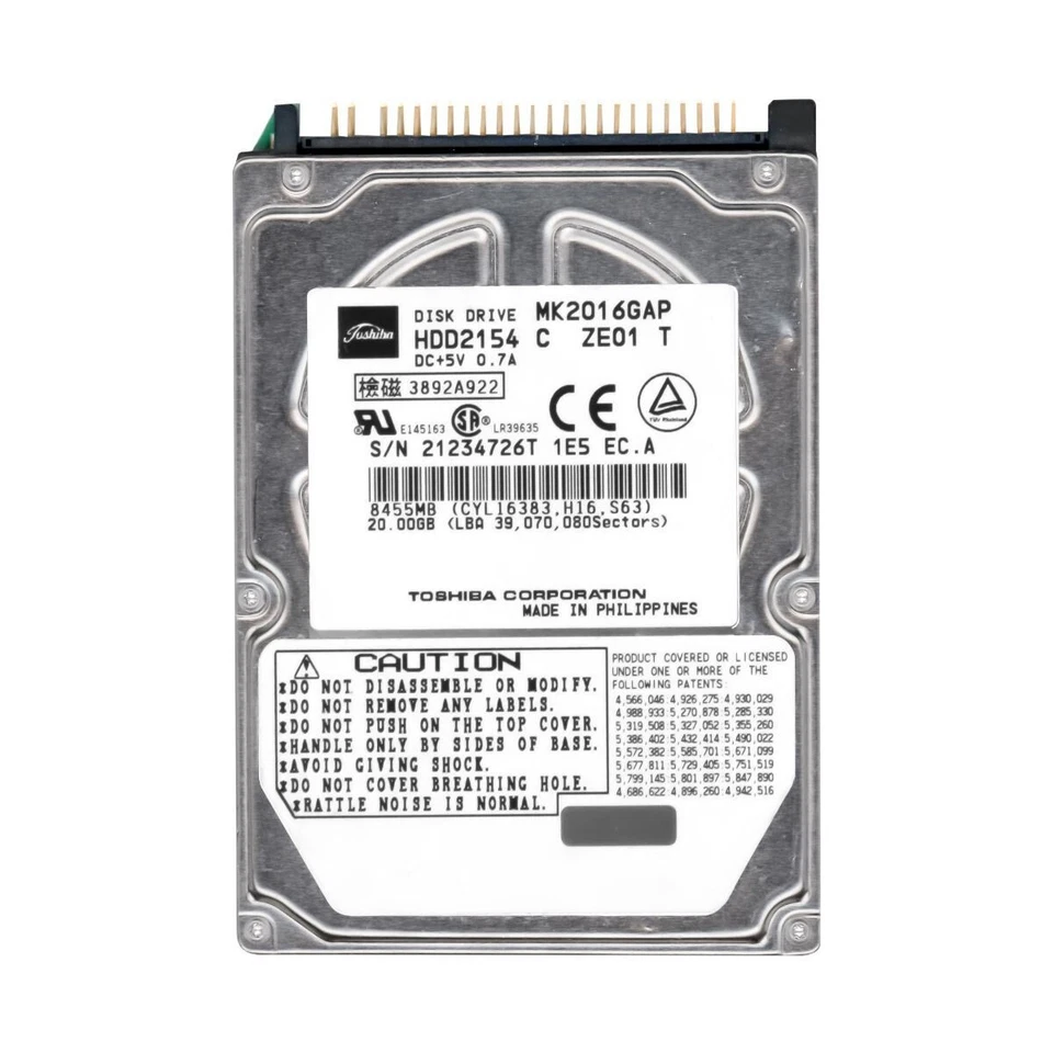 DISCO Rigido Toshiba 20GB MK2016GAP HDD2154 4200Giri/Min 2MB ATA 2.5" - Immagine 3 di 3