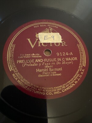 12  Victor 78 RPM Harold Samuel - Bach Prelude & Fugue In C Major 9124 E Piano