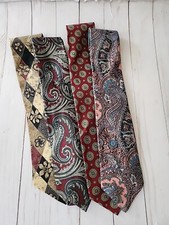 Geoffrey Beene Ties Mens Accessory Lot Of 4 Paisley Silk Polyester