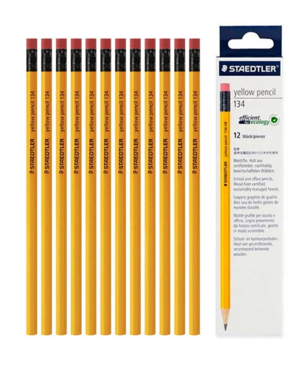 12 pcs STAEDTLER 134 Pencil With Eraser Pencils School Stationery