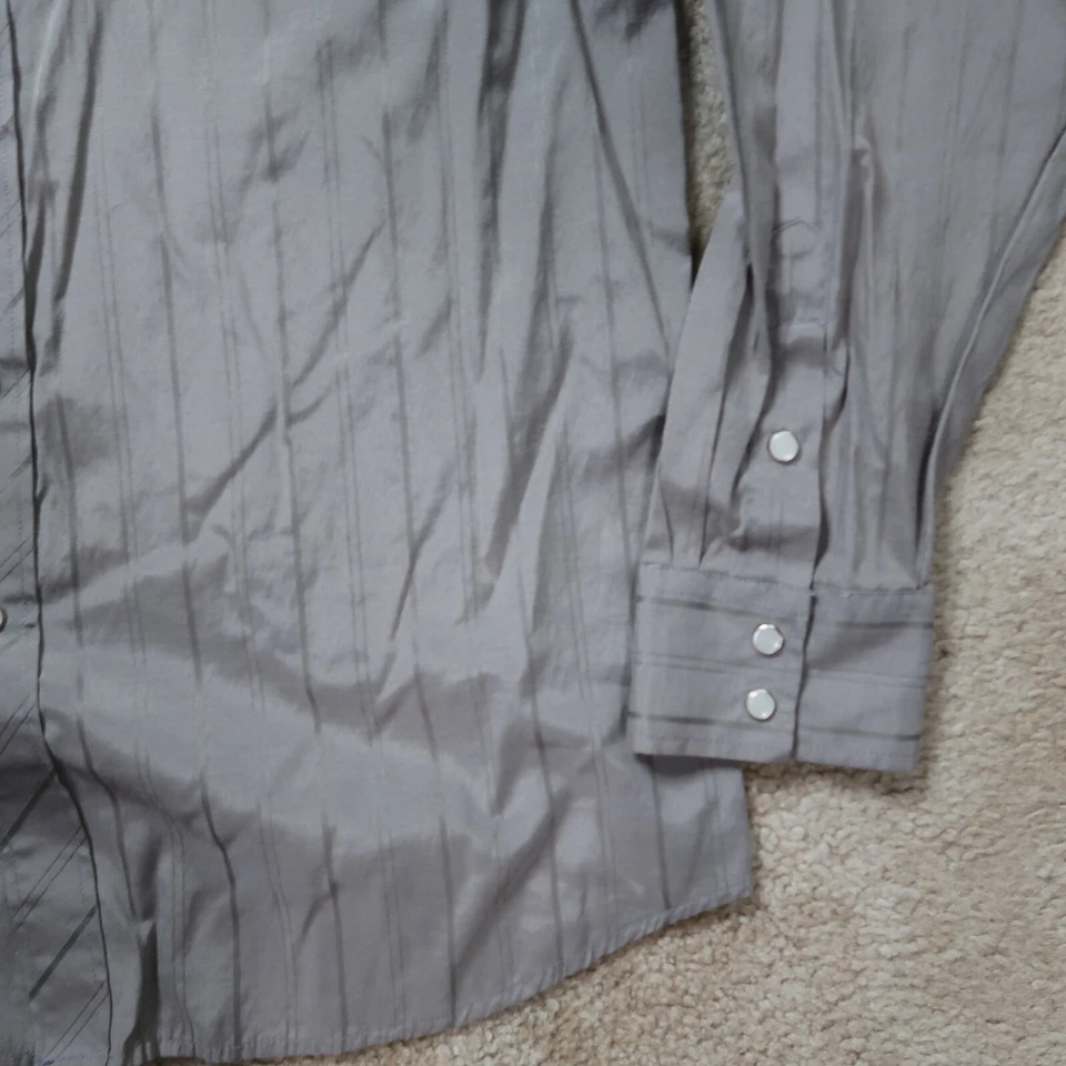 Renegade Western Pearl Snap Front Shirt Men's Large Long Sleeve Gray Cowboy - Image 3 of 4