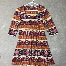 Reborn Womens Sweater Dress Sz Small Knit Tunic A Line Colorful Boho Scoop Neck