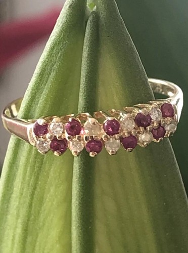 14KT YELLOW GOLD PYRAMID RING WITH REAL DIAMONDS AND GENUINE RUBY SIZE 7 - Picture 5 of 20