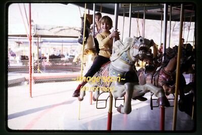 Carnival Amusement Park Horse Carousel in 1966, Kodachrome Slide L4b