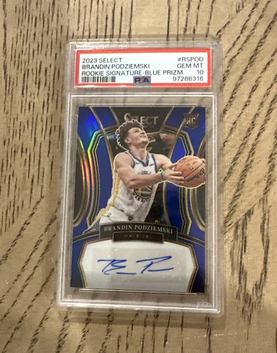 2023-24 Panini Select - Rookie Signatures Blue Prizm #RS-POD Brandin Podziemski /49 (AU, RC)