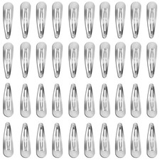 40 Pcs Silver Snap Hair Clips - Metal Barrettes for Women, Stylish  Durable
