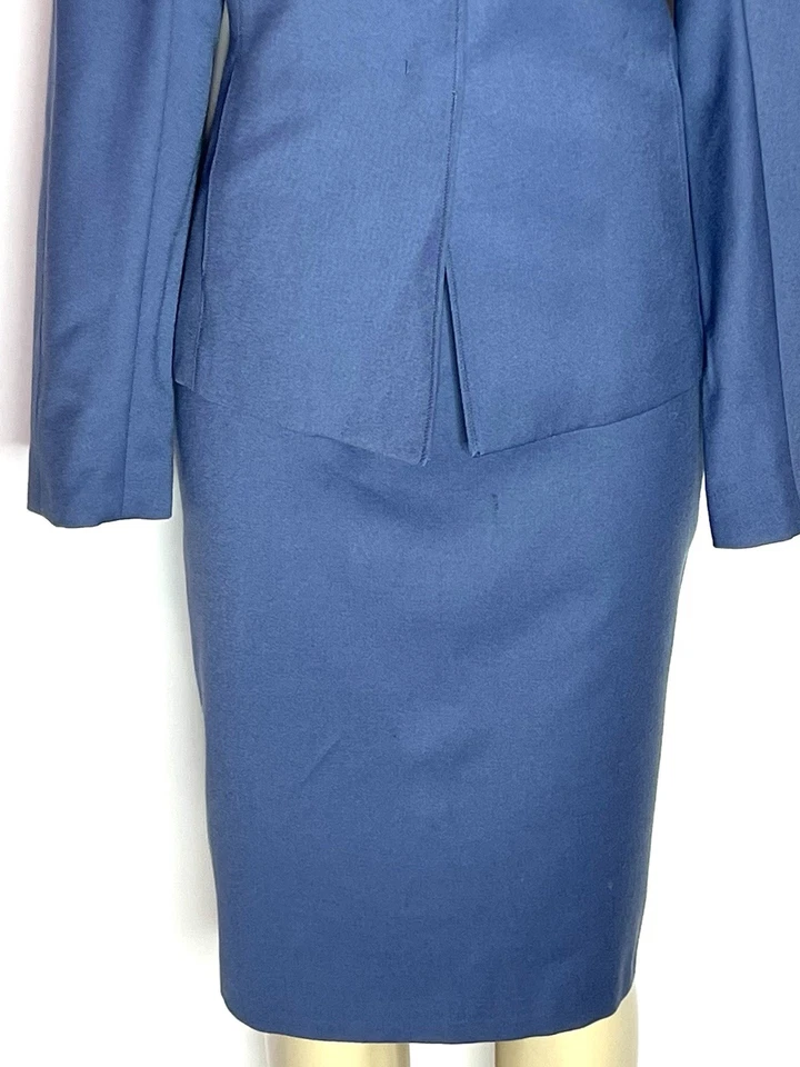 ANNE KLEIN 100% WOOL SLATE BLUE 2 PIECE SKIRT SUIT SIZE 14 - Image 3 of 4
