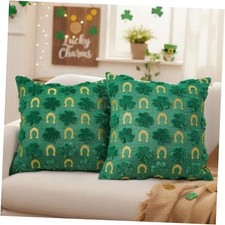 St Patricks Day Pillow Covers 18x18 Inch Set of 2 Shamrock Clover Green 18"x18"