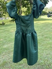 Lulus Exclusive Charm Emerald Green Taffeta Puff Sleeve Midi Dress | Size L