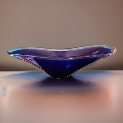 Kobaltblau Atemberaubende Mid Century Kunst Glas Schale Mundgeblasen Magnor?