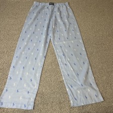 Polo Ralph Lauren Pajama Pants Boys 14 Blue Pony Logo Print Sleepwear Flannel