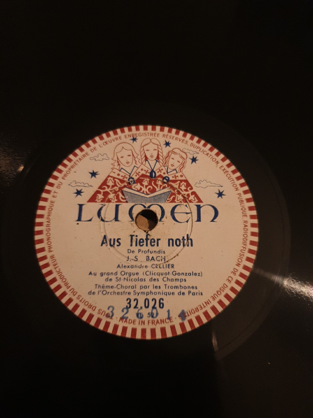 Disque 78T Bach Lumen de 1935 idéal pour vos soirées d'écoute vintage au phonographe