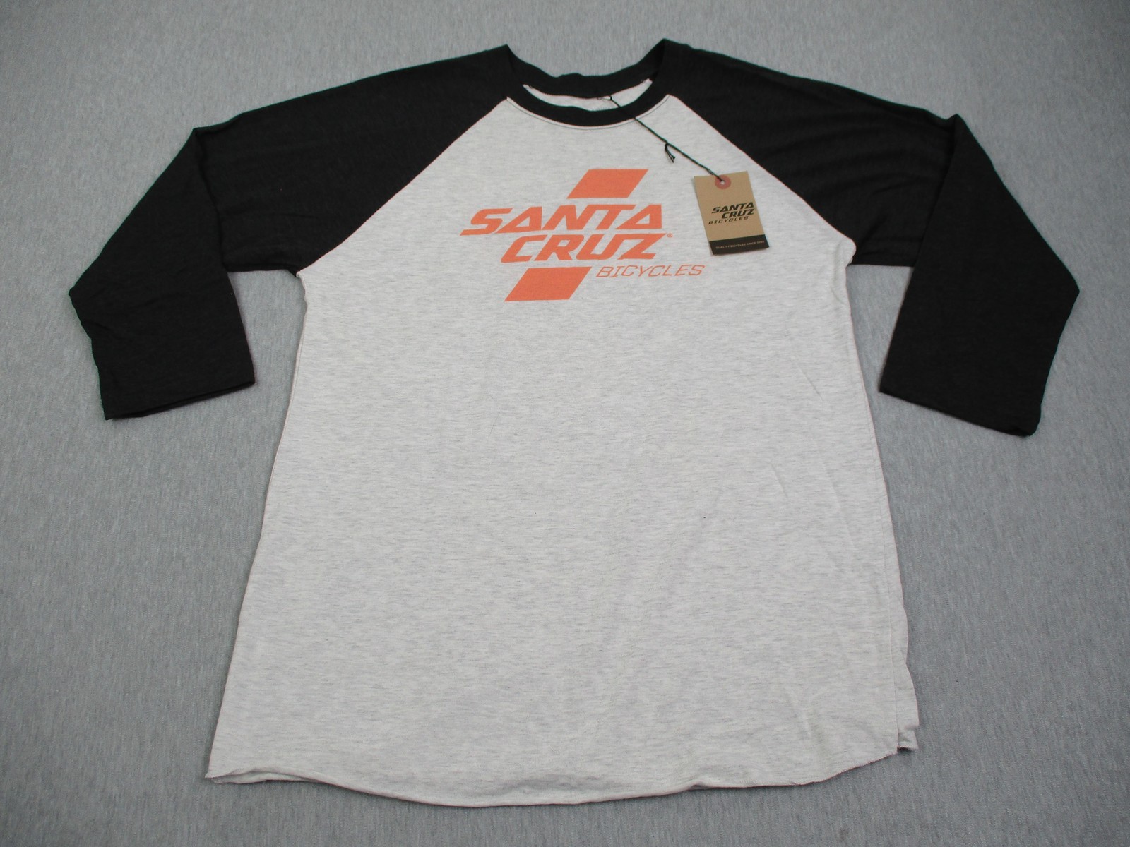 S Shirt Mens Medium Gray Black 3/4 Raglan Cycling Tagless Ne