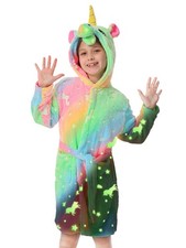 Glow in The Dark Kids Robes for Boys Girls Toddler 10 Years, Rainbow Unicorns