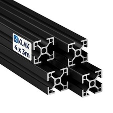KLAK 30 - 4x Aluprofil 30x30 3m System-, Montageprofil Nut 8 schwarz